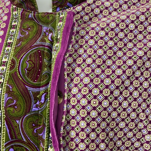 ISAAC MIZRAHI Target XL Velvet Jacket Purple Green Paisley Detail Hidden Buttons - Picture 4 of 8